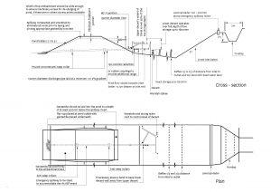 Plan and cross section of sediment retention pond for 1.5 to 3 ha catchment.