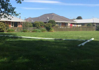 Bore development water discharged onto grass through a level spreader, prior to it going into a local stream. It has already passed through a settlement tank.