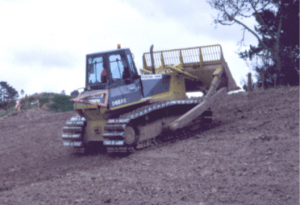 Surface roughening using a bulldozer.