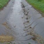 Geotextile-lined flume.