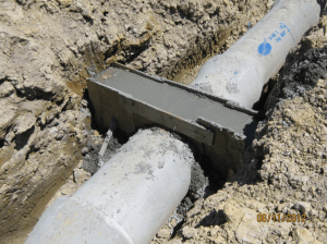 Anti-seep collar during installation.