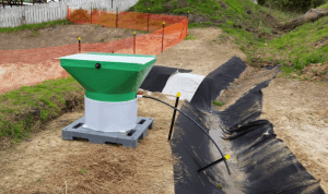 Portable rain-activated flocculent dosing system (Source: Erosion Control Limited).