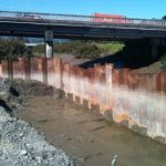 Sheet pile coffer dam installed for ground improvement works to install a bridge abutment (Source: SouthernSkies).