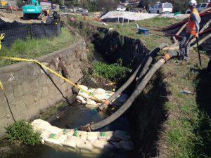 Starting the over pumping to allow for instream works (Source: SouthernSkies).